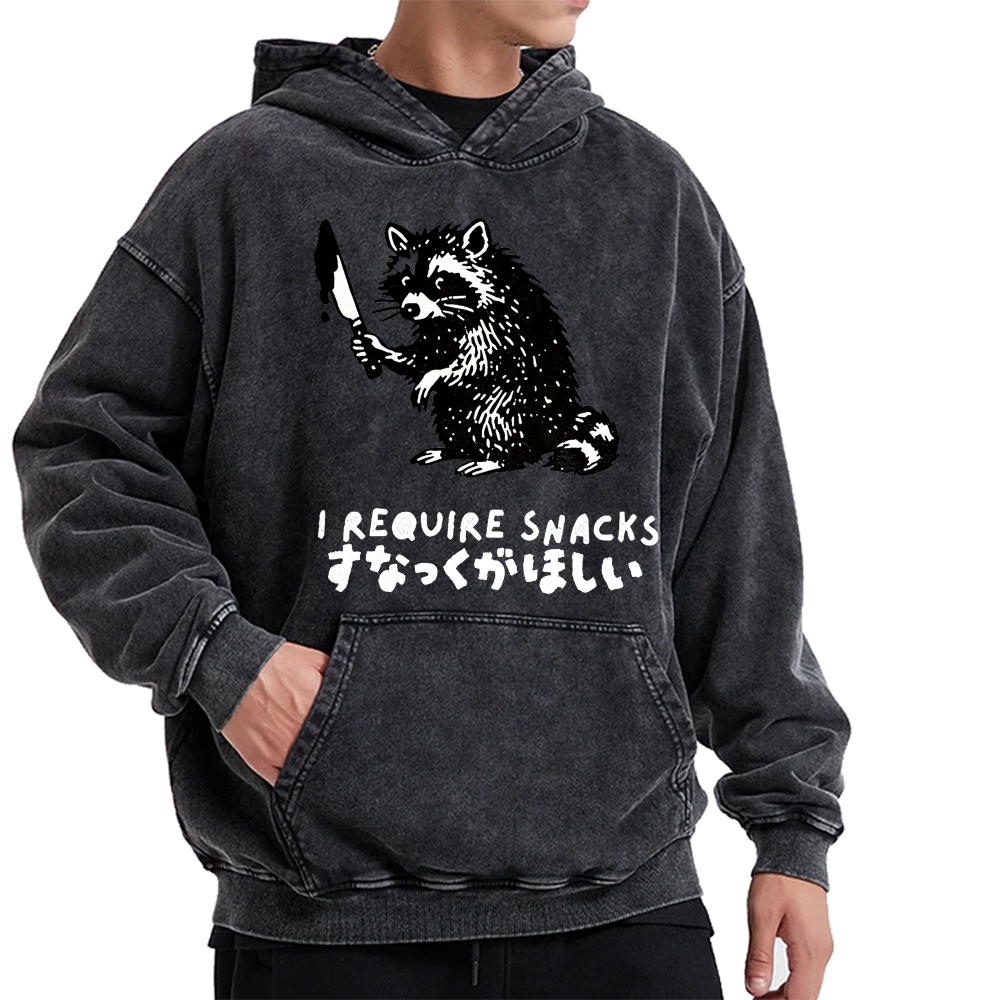i Require Snakes Funny Raccoon Vintage Washed Hoodie