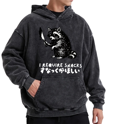 i Require Snakes Funny Raccoon Vintage Washed Hoodie