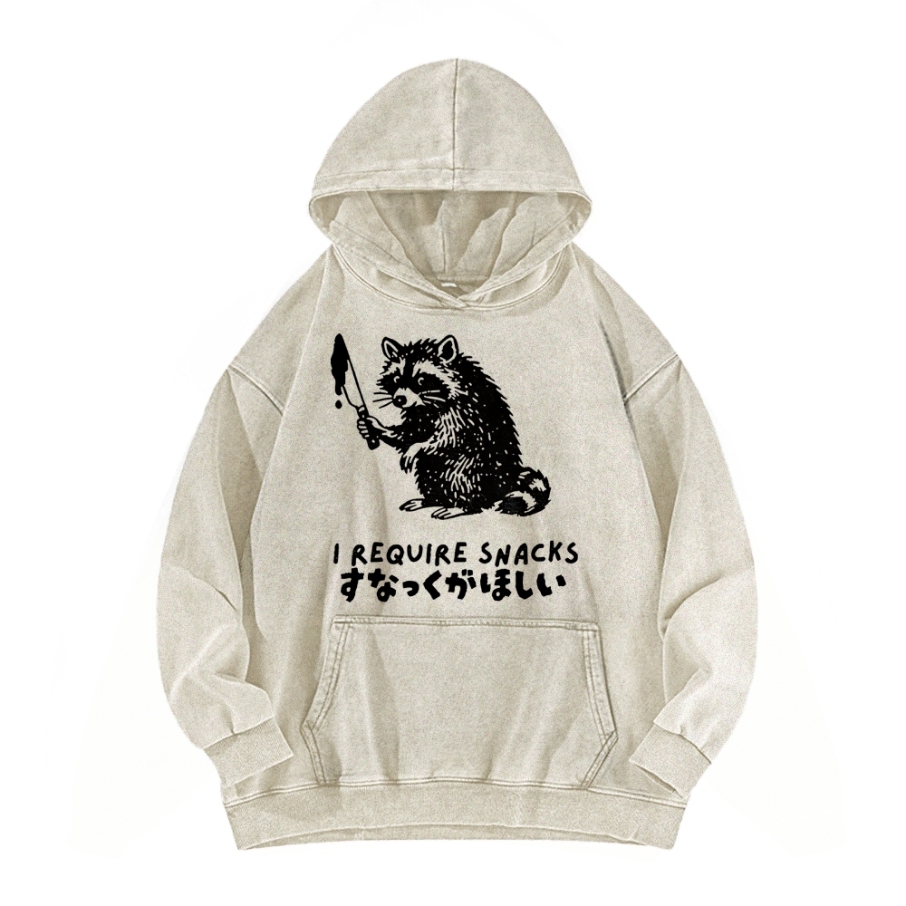 i Require Snakes Funny Raccoon Vintage Washed Hoodie