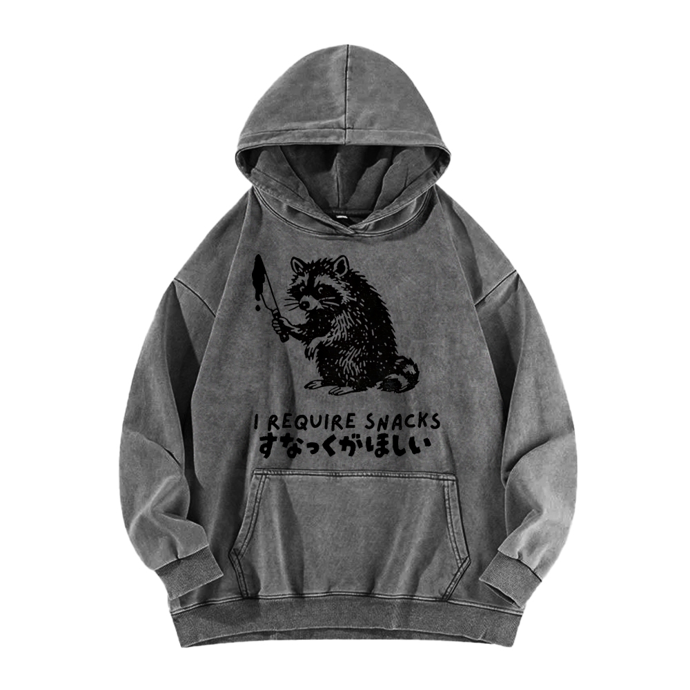 i Require Snakes Funny Raccoon Vintage Washed Hoodie