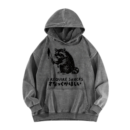 i Require Snakes Funny Raccoon Vintage Washed Hoodie