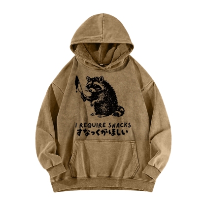 i Require Snakes Funny Raccoon Vintage Washed Hoodie