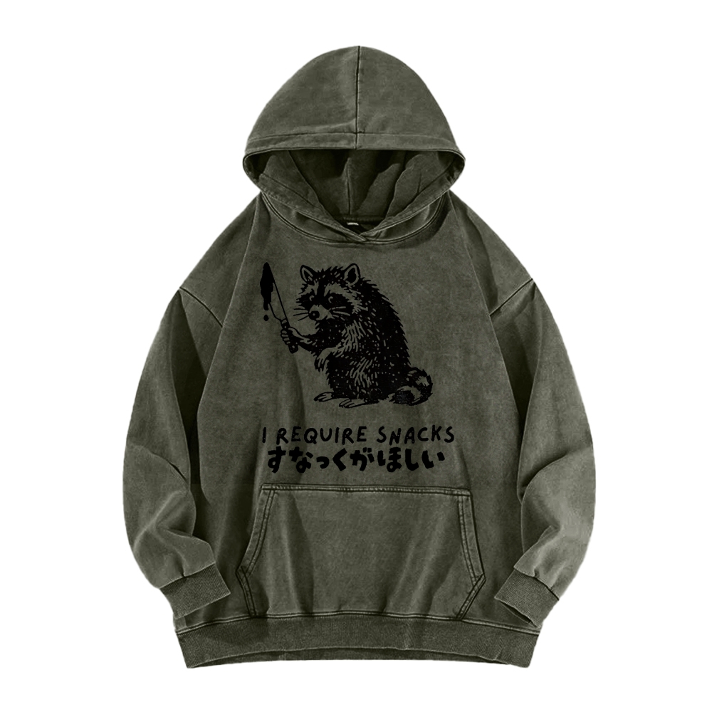i Require Snakes Funny Raccoon Vintage Washed Hoodie