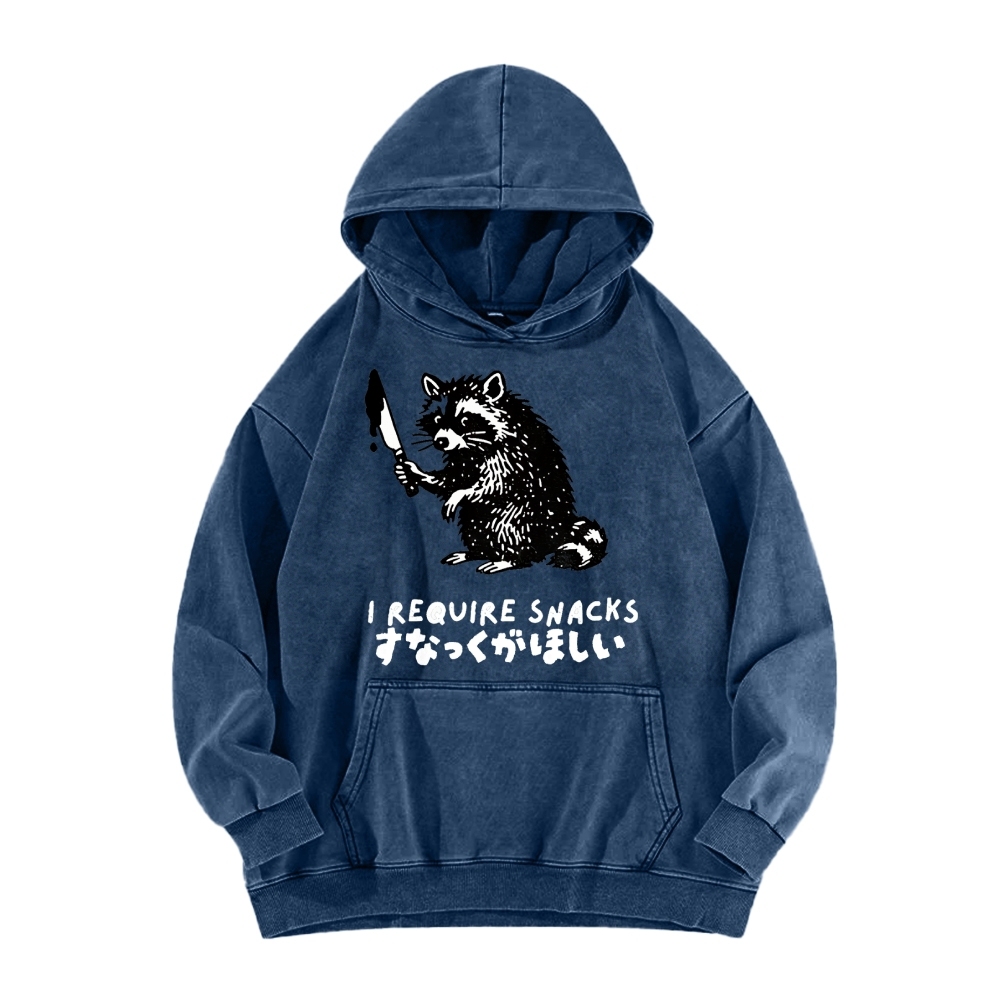 i Require Snakes Funny Raccoon Vintage Washed Hoodie