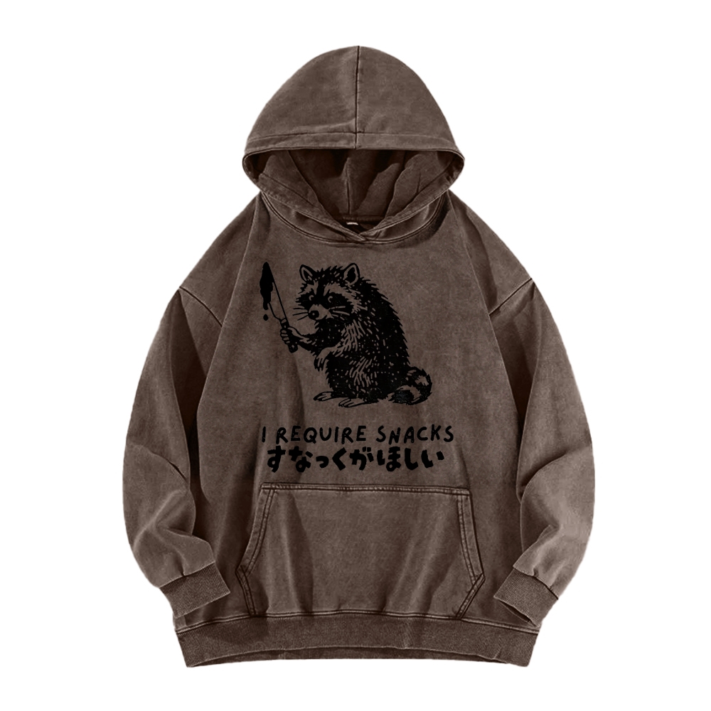 i Require Snakes Funny Raccoon Vintage Washed Hoodie