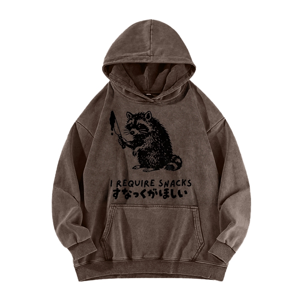 i Require Snakes Funny Raccoon Vintage Washed Hoodie