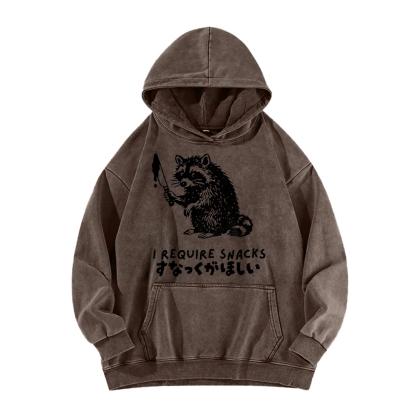 i Require Snakes Funny Raccoon Vintage Washed Hoodie