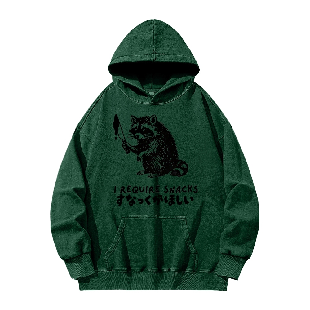 i Require Snakes Funny Raccoon Vintage Washed Hoodie
