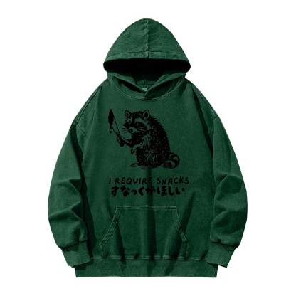i Require Snakes Funny Raccoon Vintage Washed Hoodie