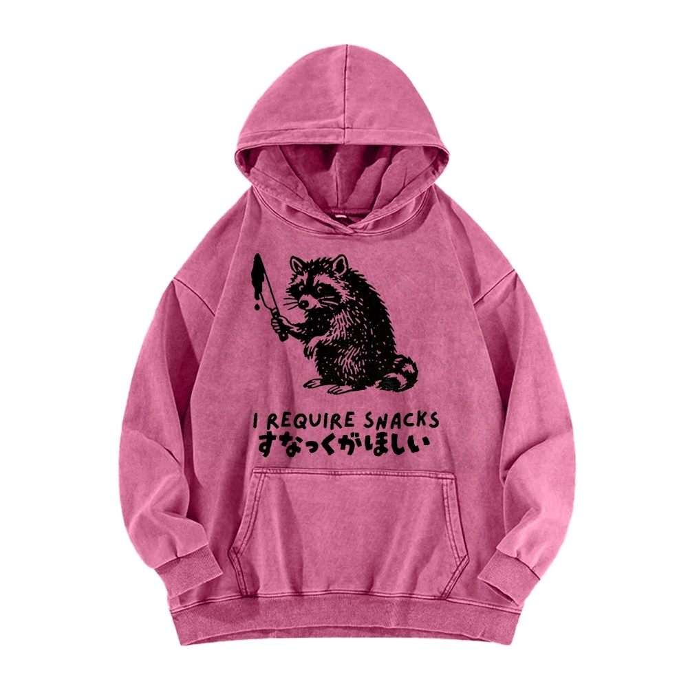 i Require Snakes Funny Raccoon Vintage Washed Hoodie