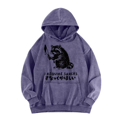 i Require Snakes Funny Raccoon Vintage Washed Hoodie