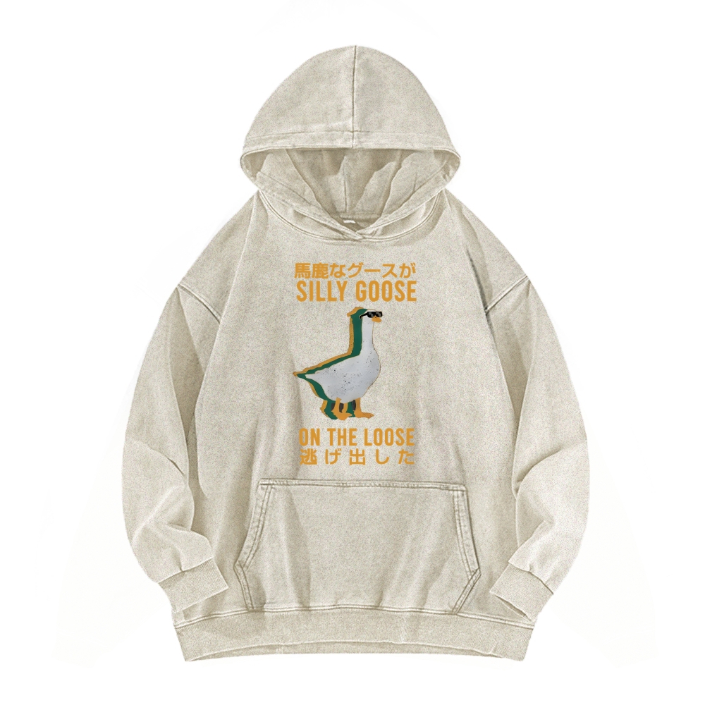 Silly Goose on the loose Funny Vintage Washed Hoodie