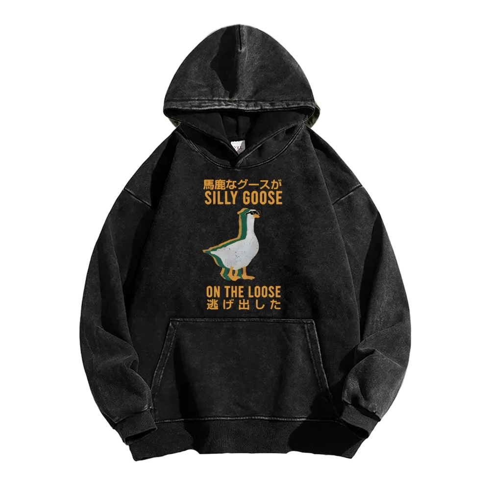 Silly Goose on the loose Funny Vintage Washed Hoodie