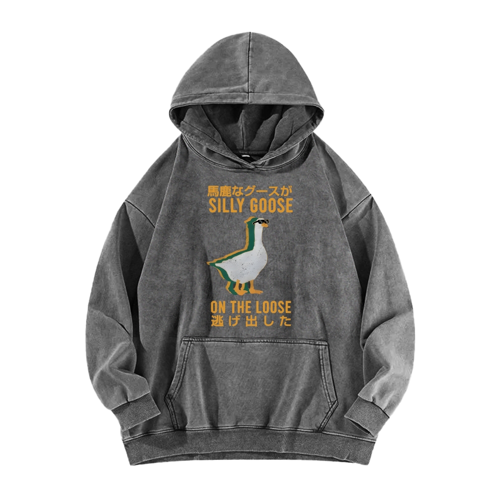 Silly Goose on the loose Funny Vintage Washed Hoodie