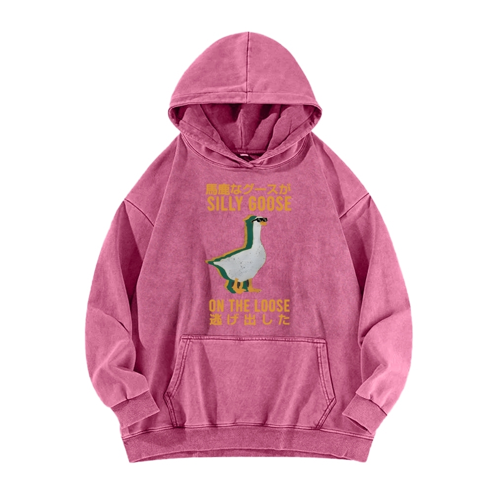 Silly Goose on the loose Funny Vintage Washed Hoodie