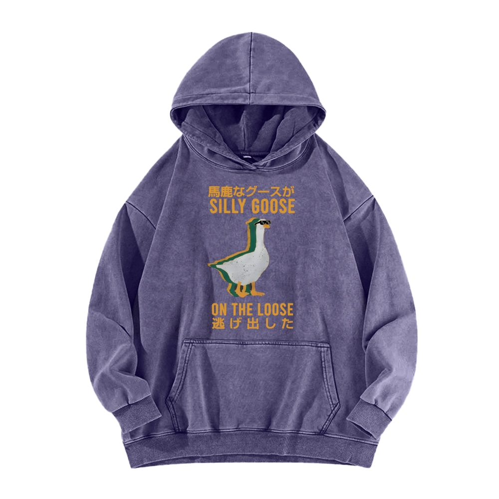 Silly Goose on the loose Funny Vintage Washed Hoodie