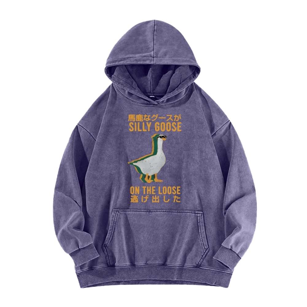 Silly Goose on the loose Funny Vintage Washed Hoodie