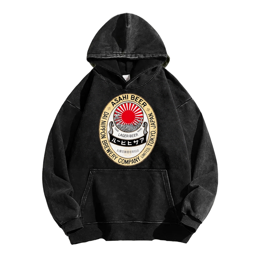 Classic Asahi Beer Vintage Washed Hoodie
