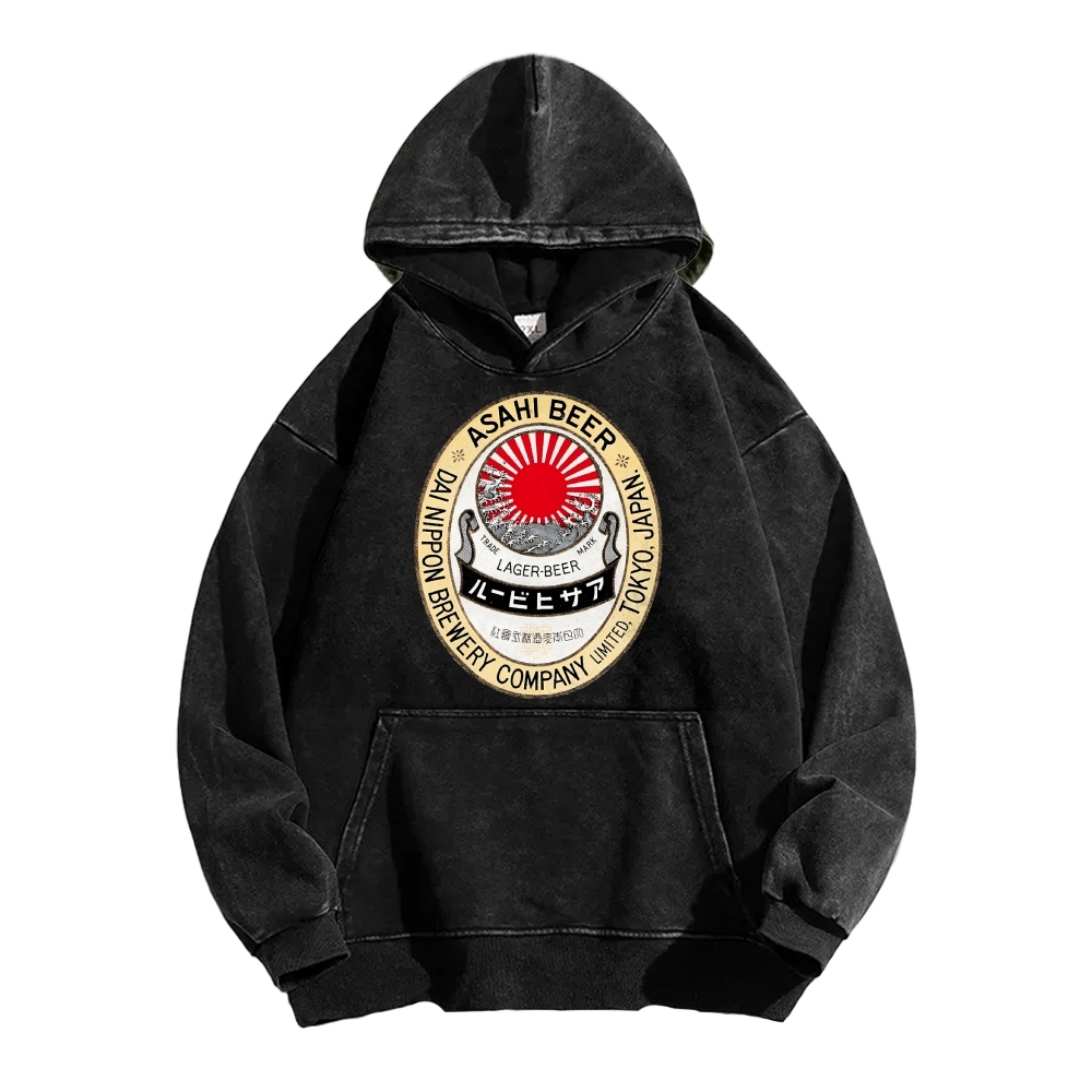 Classic Asahi Beer Vintage Washed Hoodie