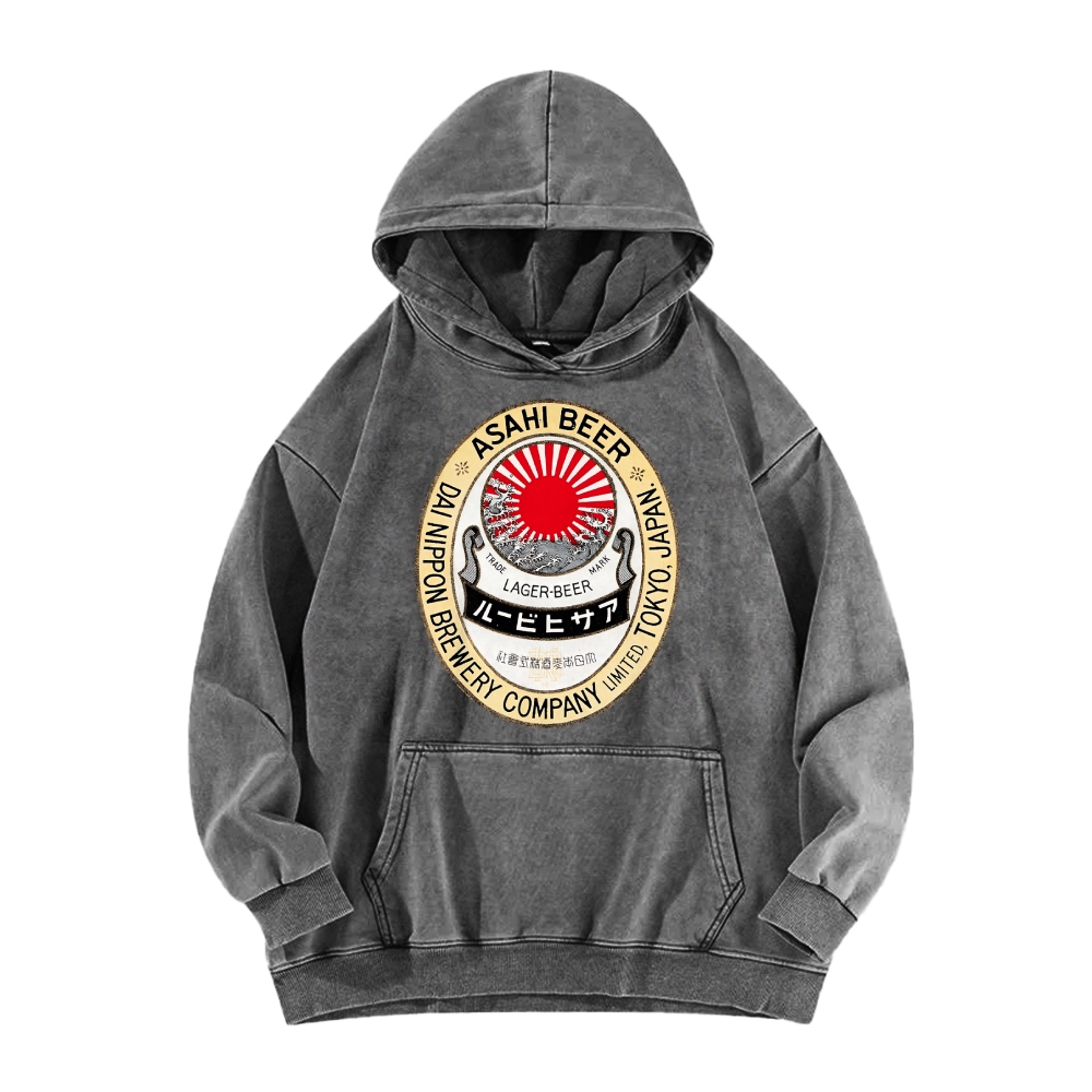 Classic Asahi Beer Vintage Washed Hoodie
