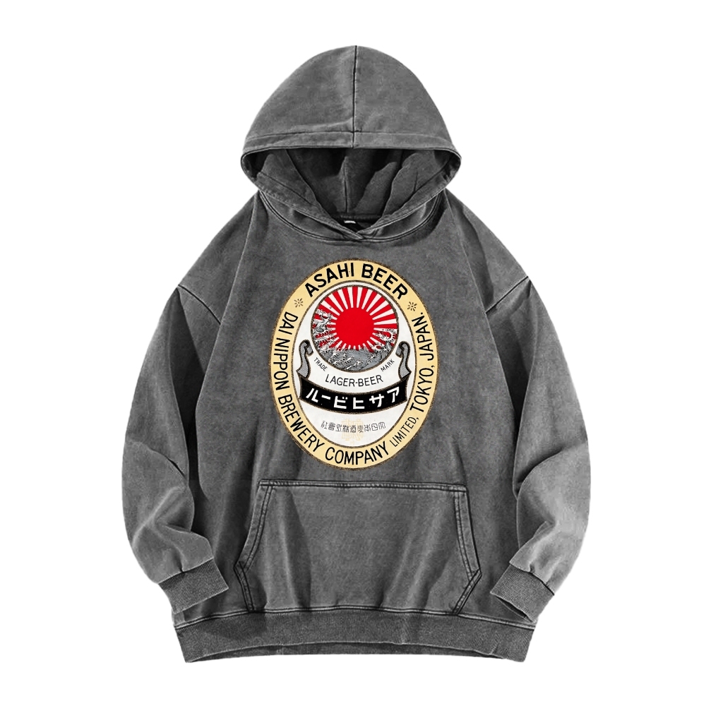 Classic Asahi Beer Vintage Washed Hoodie