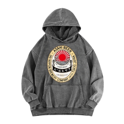 Classic Asahi Beer Vintage Washed Hoodie