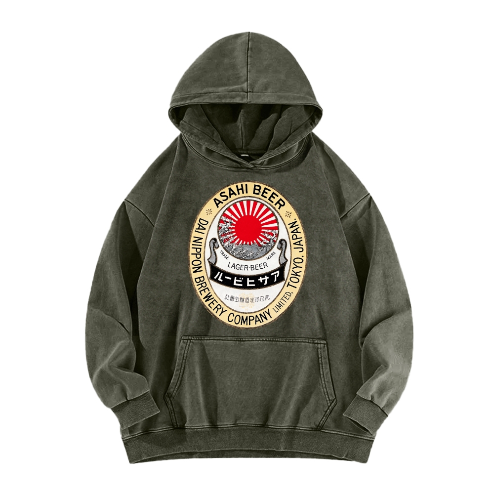 Classic Asahi Beer Vintage Washed Hoodie