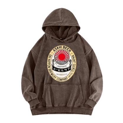 Classic Asahi Beer Vintage Washed Hoodie
