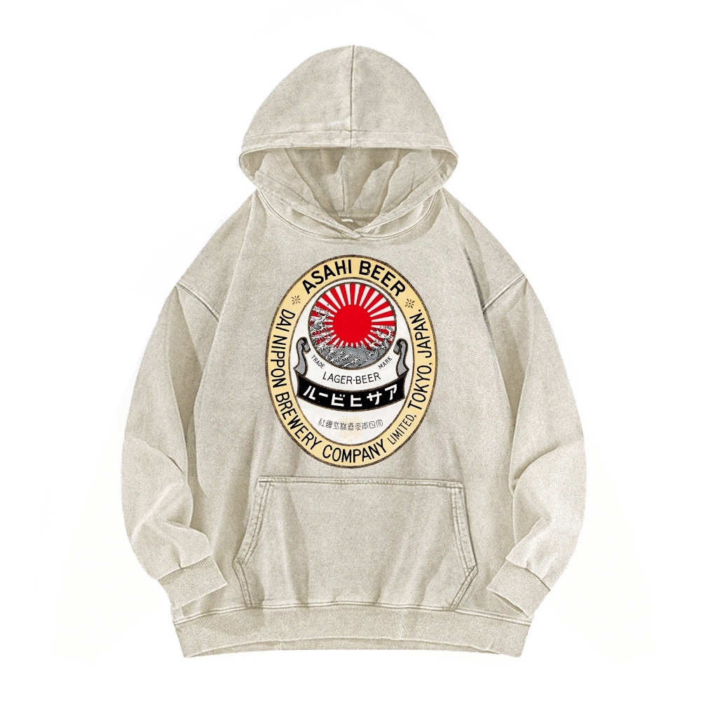 Classic Asahi Beer Vintage Washed Hoodie