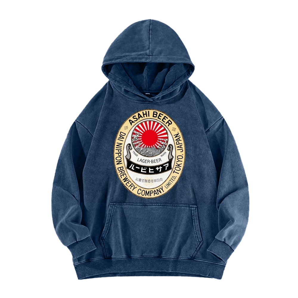 Classic Asahi Beer Vintage Washed Hoodie