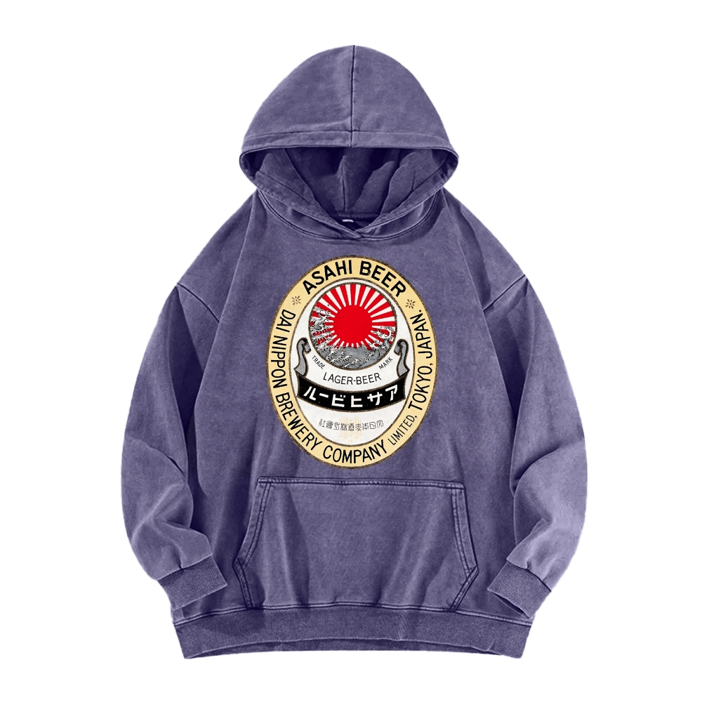 Classic Asahi Beer Vintage Washed Hoodie
