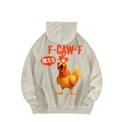 F caw F Front And Back Printing Vintage Washed Hoodie