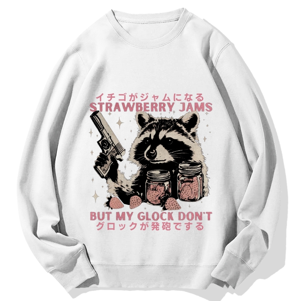 Strawberry Jams But My Glock Don't Raccoon Cotton Sweatshirt