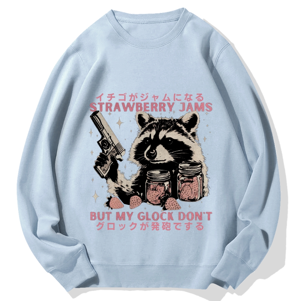 Strawberry Jams But My Glock Don't Raccoon Cotton Sweatshirt