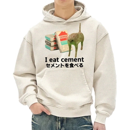 I Eat Cement Cat Meme Vintage Washed Hoodie