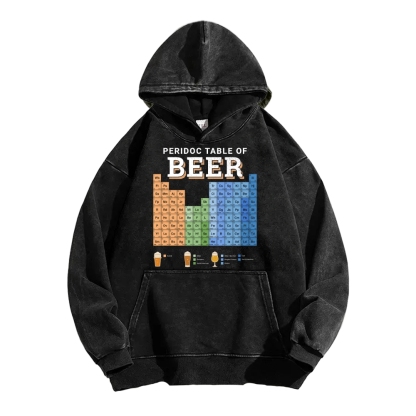 Periodic Table of Beer Vintage Washed Hoodie