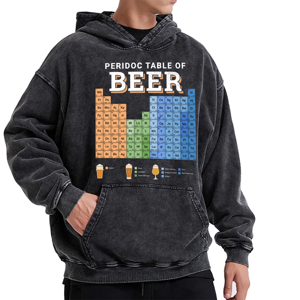 Periodic Table of Beer Vintage Washed Hoodie