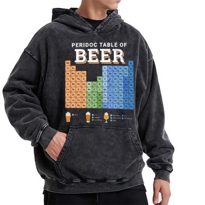 Periodic Table of Beer Vintage Washed Hoodie