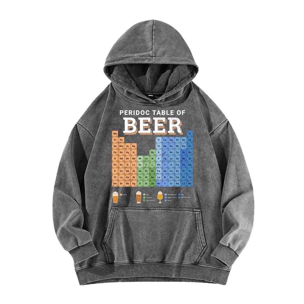 Periodic Table of Beer Vintage Washed Hoodie