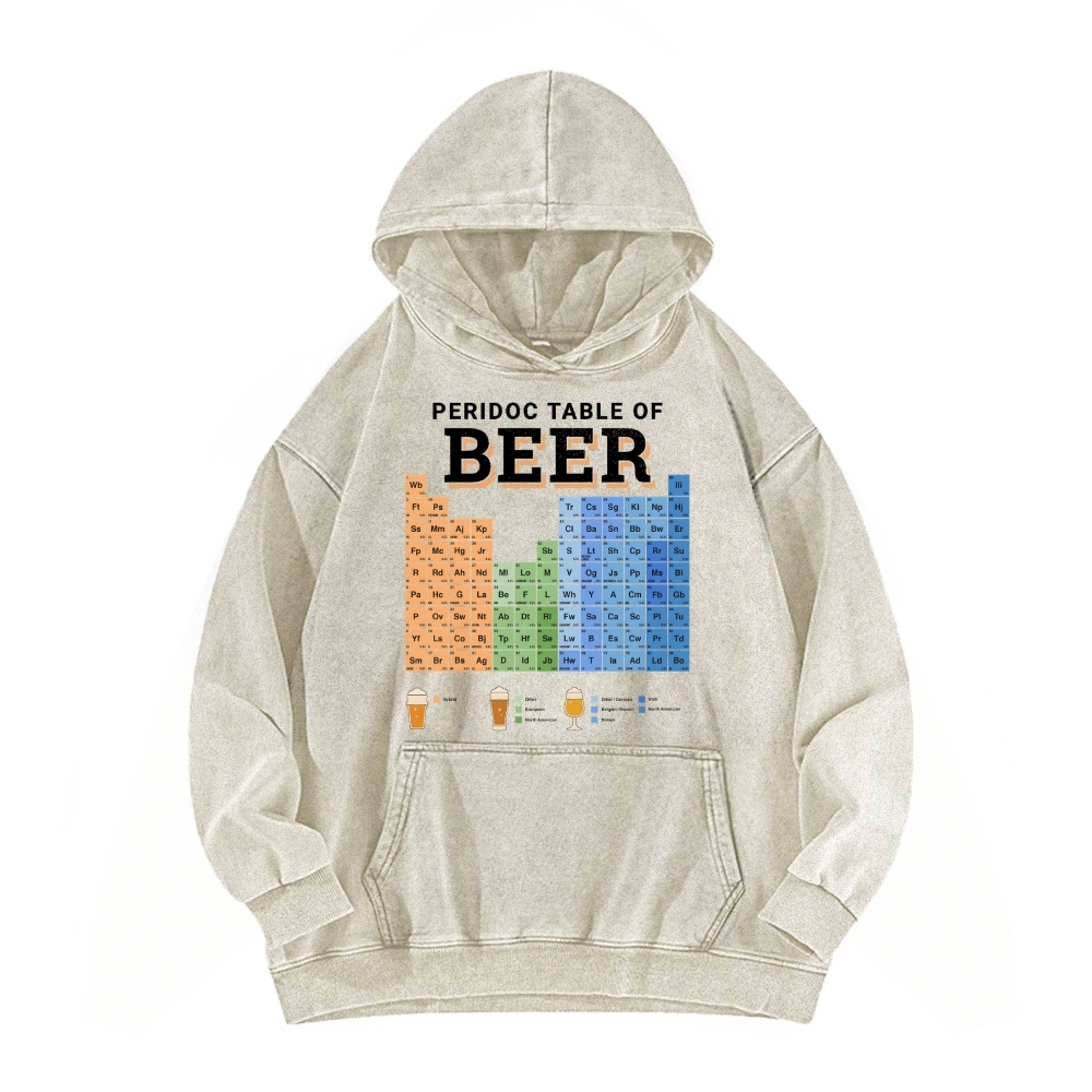 Periodic Table of Beer Vintage Washed Hoodie
