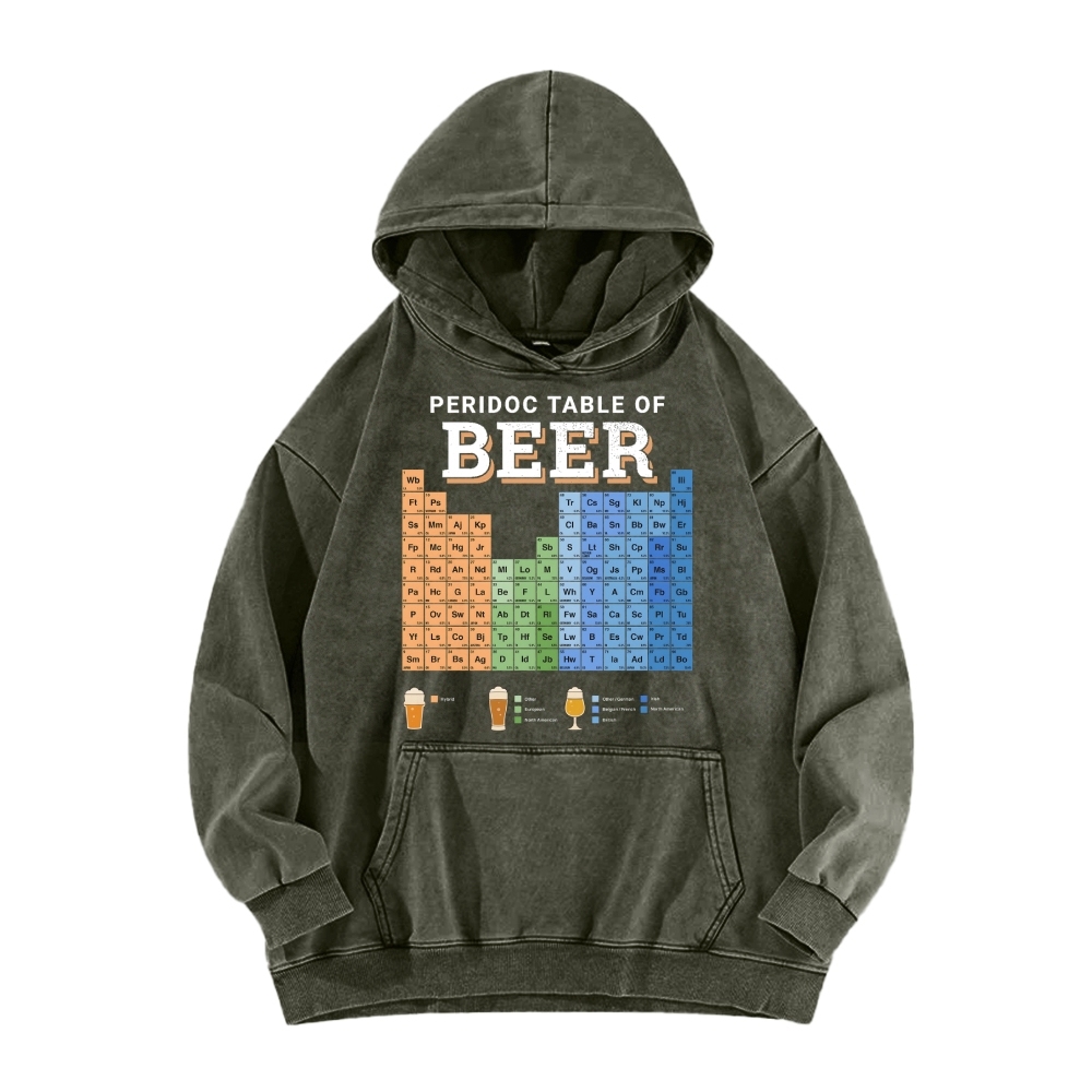 Periodic Table of Beer Vintage Washed Hoodie