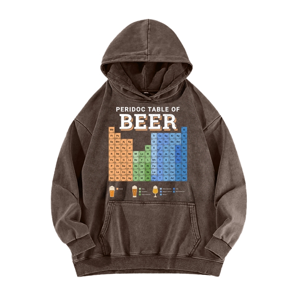 Periodic Table of Beer Vintage Washed Hoodie