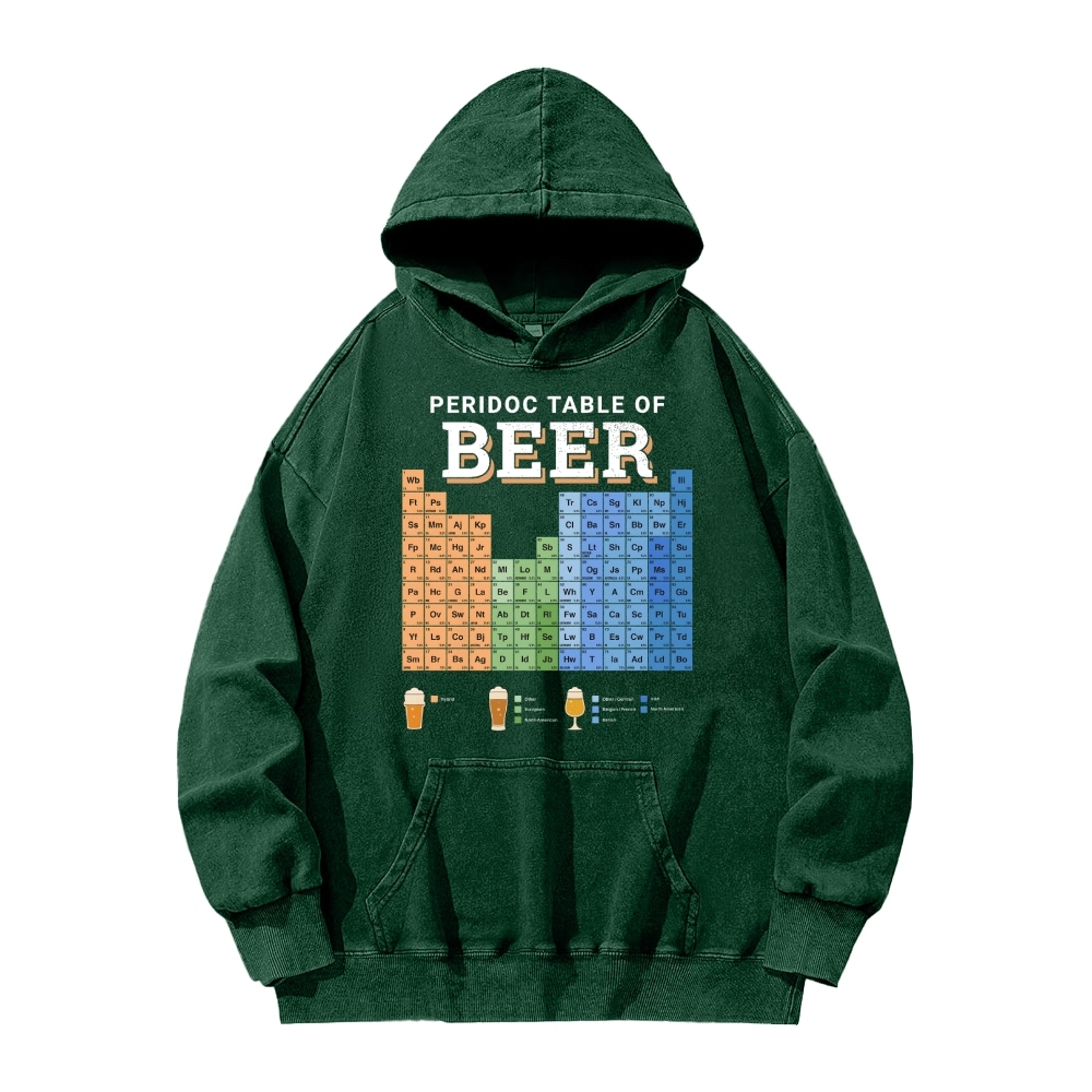 Periodic Table of Beer Vintage Washed Hoodie