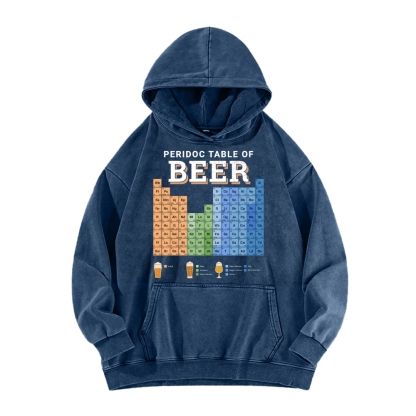 Periodic Table of Beer Vintage Washed Hoodie