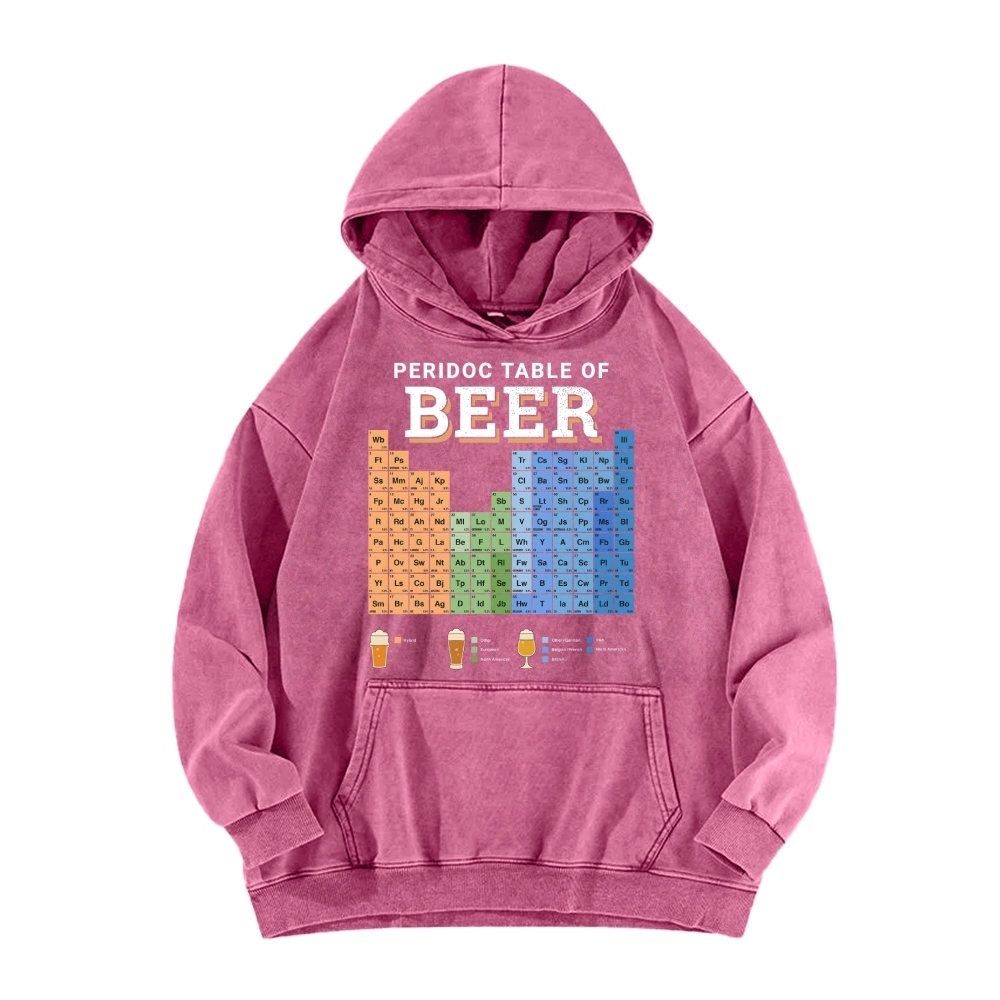 Periodic Table of Beer Vintage Washed Hoodie