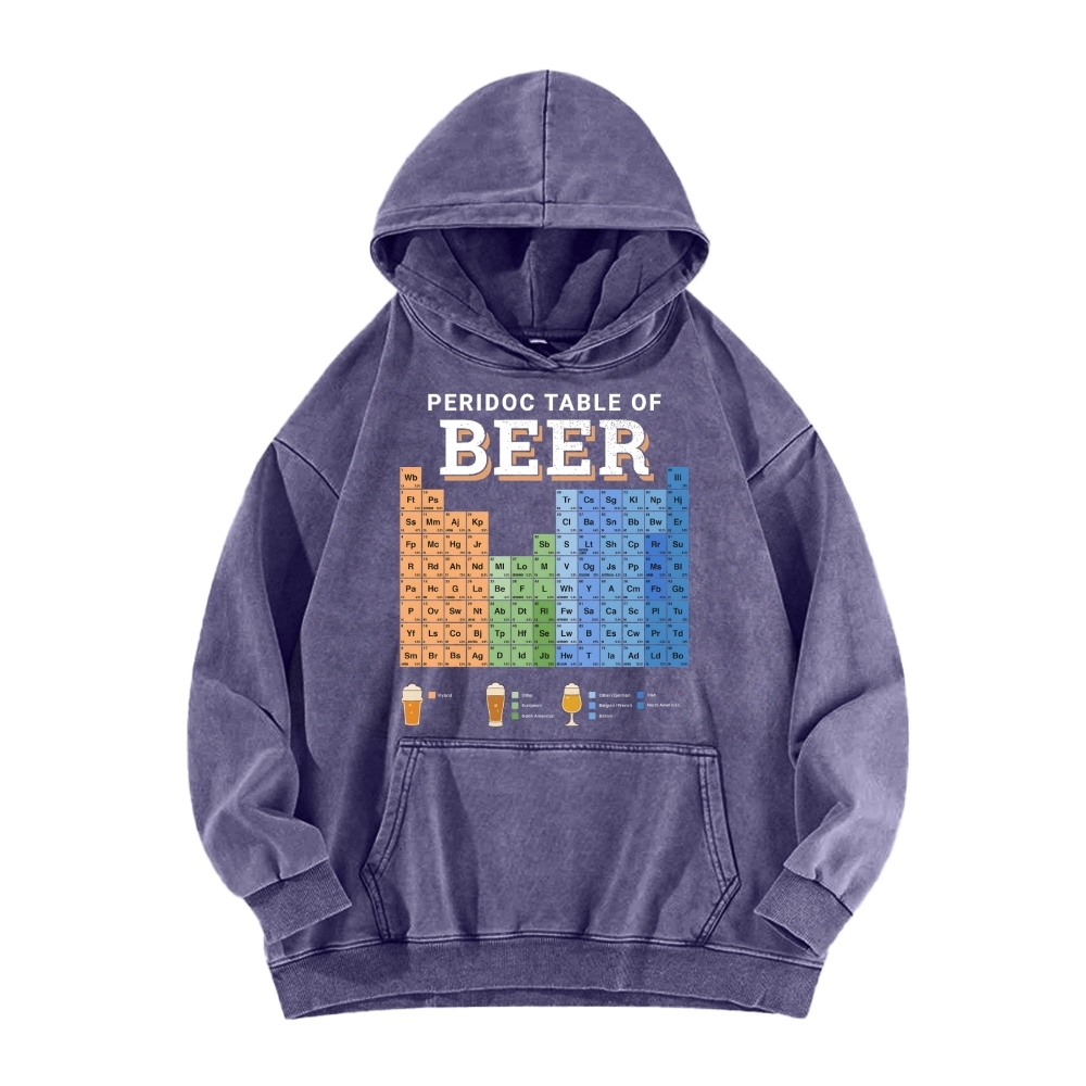 Periodic Table of Beer Vintage Washed Hoodie