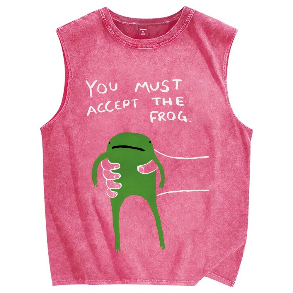 You Must Accept The Frog Give Your Frog Vintage Distressed Washed Tank Top