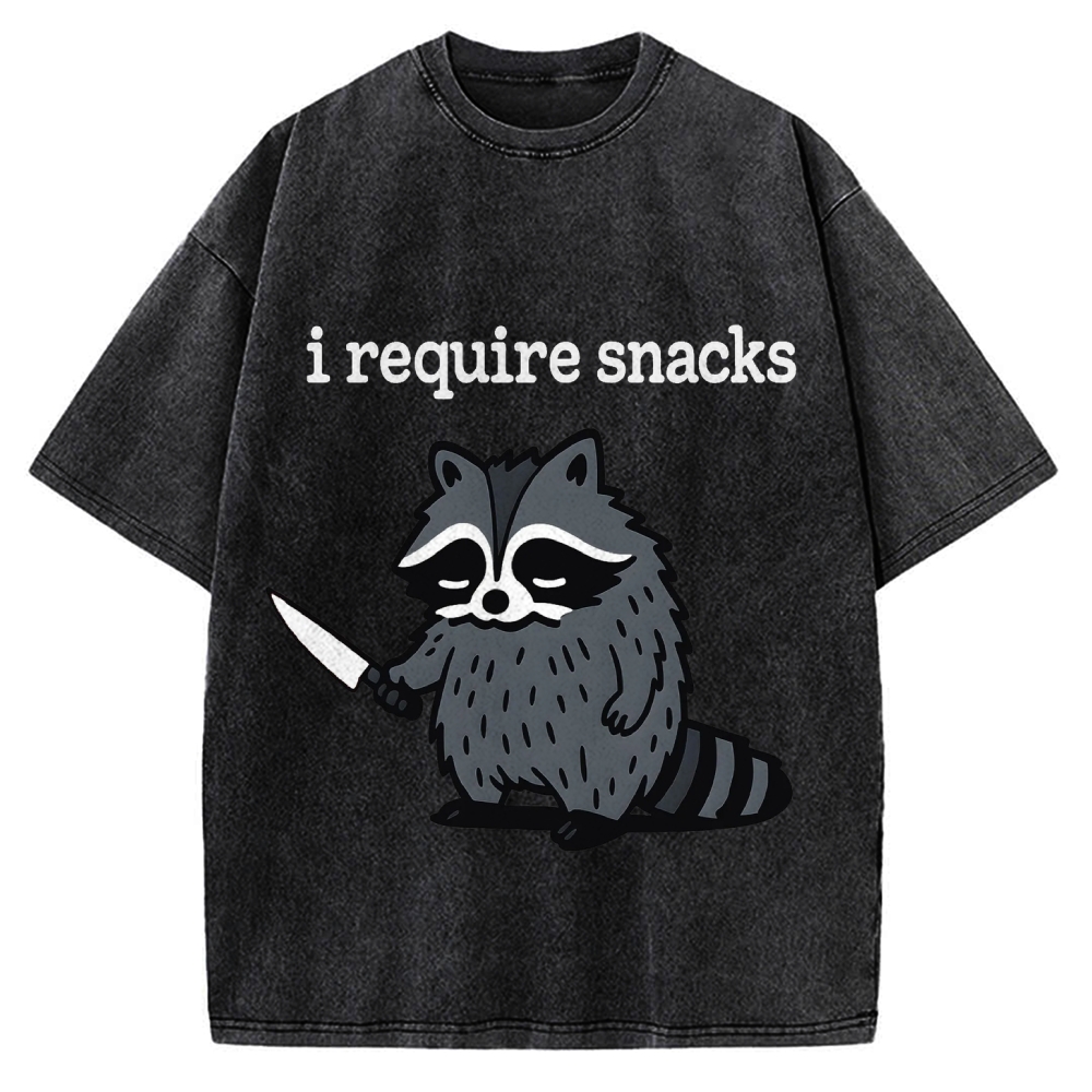I Require Snacks Raccoon Vintage Washed T-shirt
