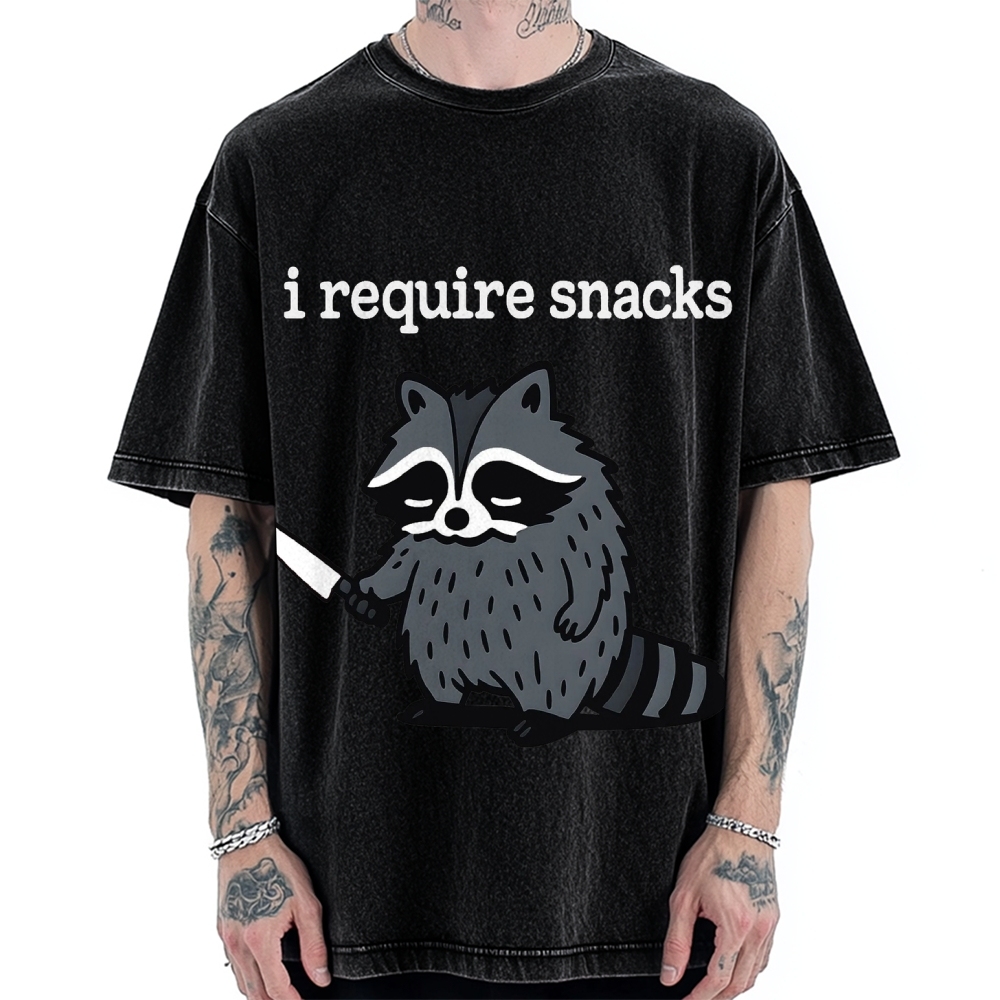 I Require Snacks Raccoon Vintage Washed T-shirt