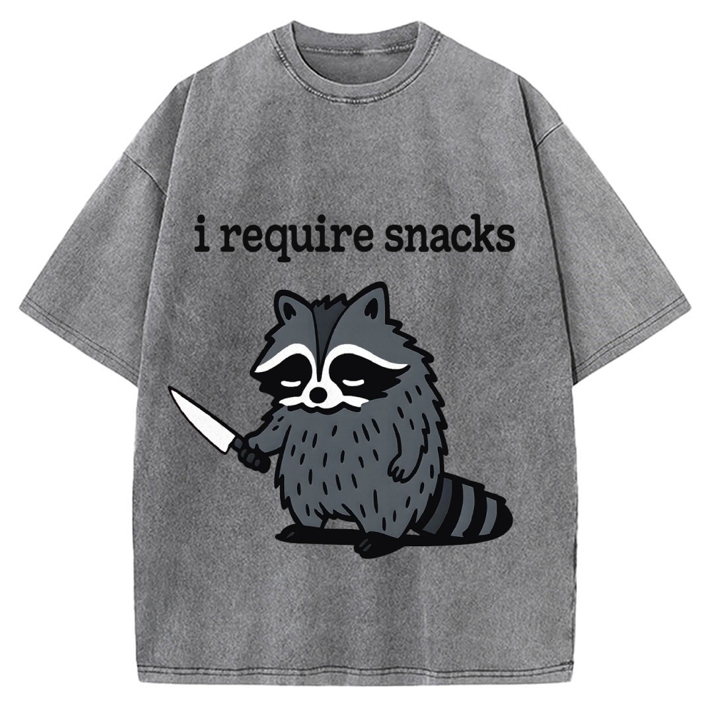 I Require Snacks Raccoon Vintage Washed T-shirt